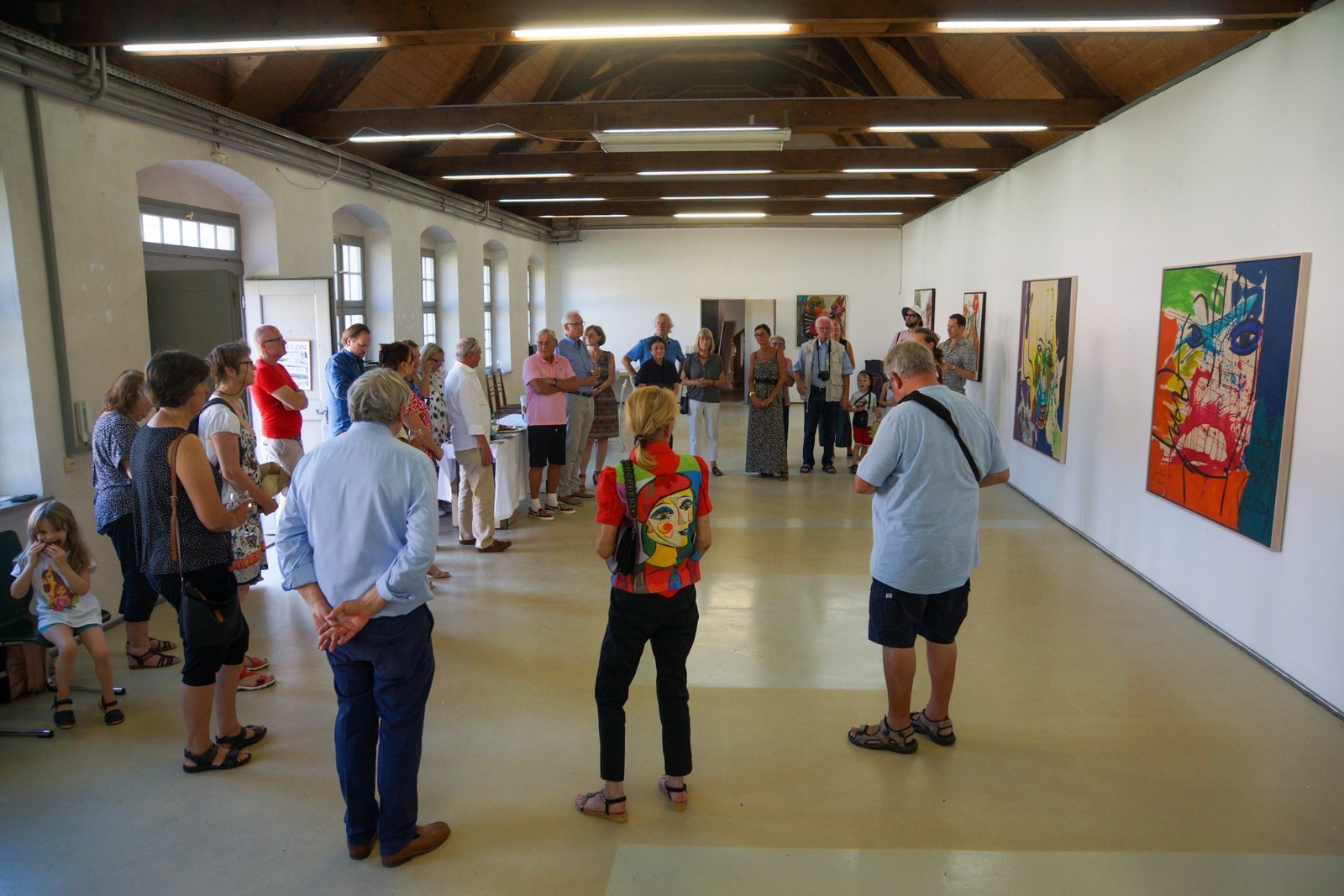 Visitors at the Xylon Museum exhibition in Schwetzingen, 2022.